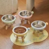 2 in 1 Cat Bowl Detachable Stainless Steel Cat and Dog Bowl with Stand and Non Slip Base